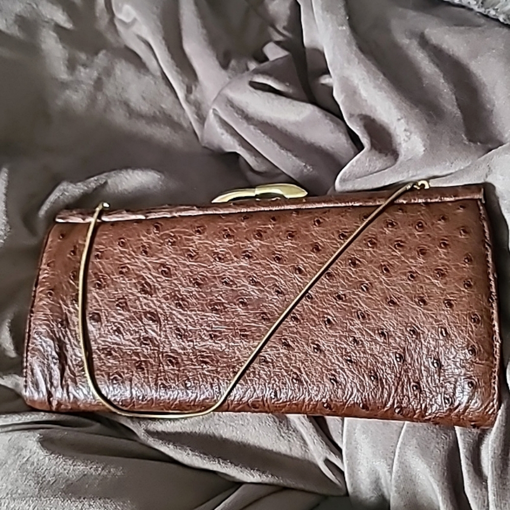 Elegant Vintage Cape Cobra Ostrich Leather Clutch